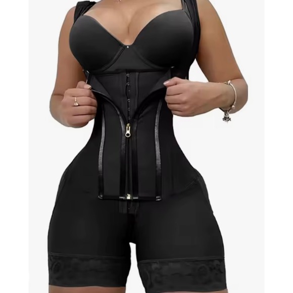 New Black Full-Body Shapewear Faja Front Zip Closure, Size Large - Picture 8 of 9